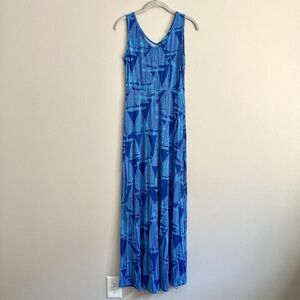 Tori Richard Womens Blue Maxi Dress Size Small Sleeveless Hawaiian Beach